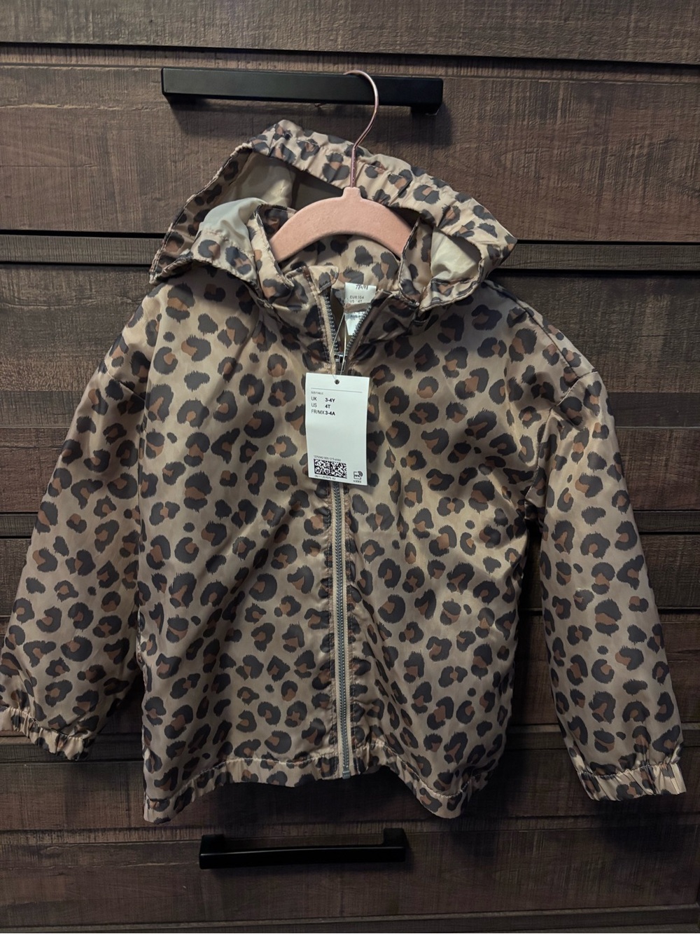 H&M Kids Leopard Print Hooded Raincoat - Brown